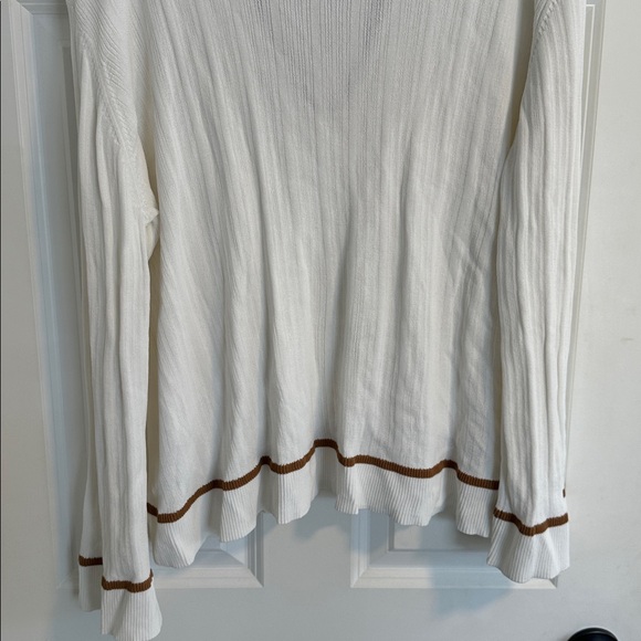 NWOT SABO Adair Oversized White Knit Polo with Tan Tipping size S - Picture 14 of 16